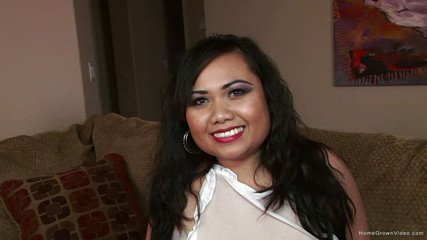 Chubby Asian hottie Tia gets two dicks for the first time