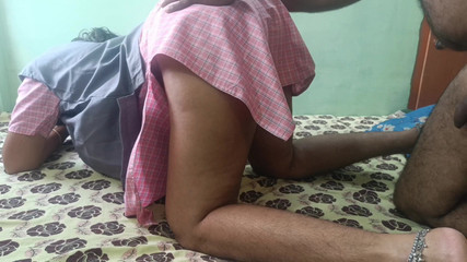 Girl Enjoying Shared Bed and Romance with Her Boyfriend in Holidays in Friends Room