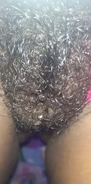 Close up Rubbing My Hairy Pieced Wet Pussy