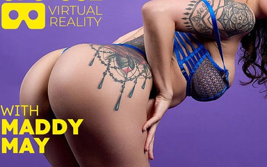 Up Close VR - Tattooed Brunette Maddy May Sucks & Titty Fucks Your Huge Dick for a Messy Cumshot POV