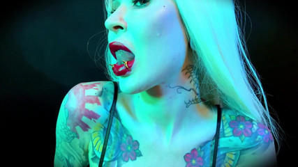 Sensual Red Lips with Gold Piercings - Lipstick Fetish, Worship, POV