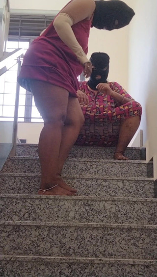 Staircase Steps Standing Sex Hot Threesome