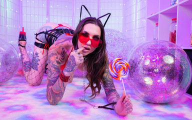 POV Dick Gagging VR Experience with Busty Tattooed Rocky Emerson