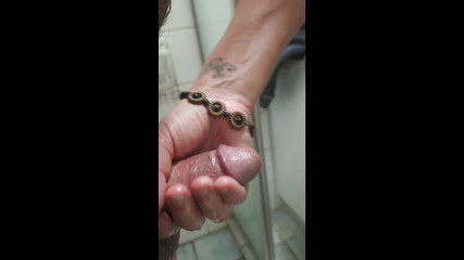 Cute BBW Wife Giving Handjob in Shower