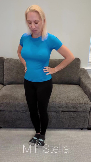 Blue Compression Shirt with Black Yoga Pants