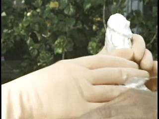 Messy handjob in the open