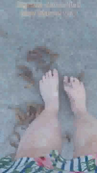 Barefoot fall leaves stomp