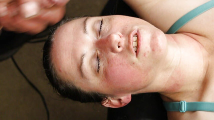 Step Sister Taking Puddles in Her Eyes Homemade Facial