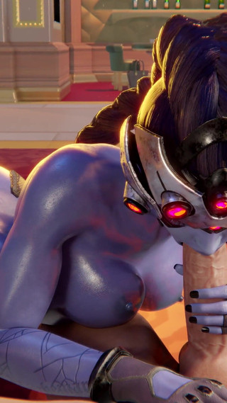 3D Overwatch Widowmaker Blowjob and Anal Beads Cumshot
