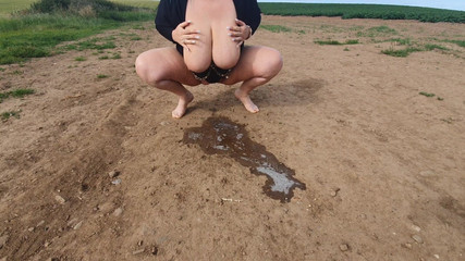 Peeing in a Field & Rubbing Pussy