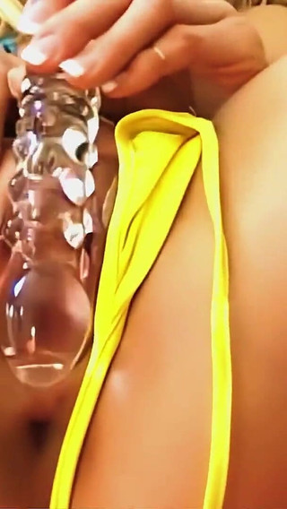 Tight Little Slit Leah Luv Stuffed Full with Her See-through Dildo