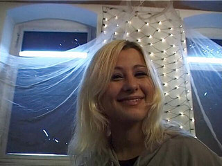 Small tit blonde blowing dick after dildoing pussy