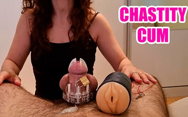 Chastity Tease with Vibrator and Fleshlight