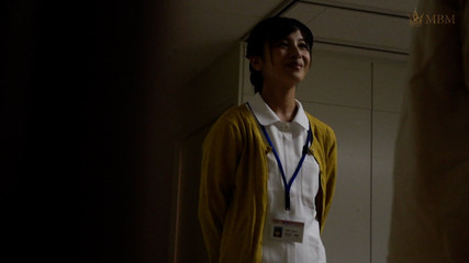 M913g05 a Married Woman Nurse Chatting with a Male Patient in the Corridor After the Lights Go Out Has Frustrated Nasty Sexual I