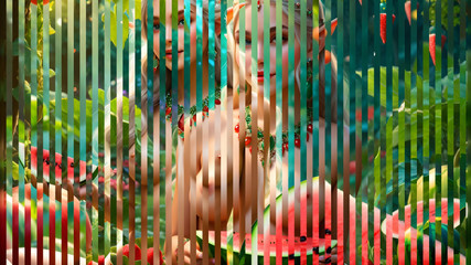 Beautiful Elf Girls with Watermelon