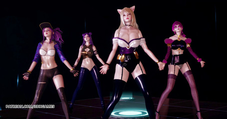 Popstars Ahri Akali Evelynn Kaisa the best uncensored 3D striptease