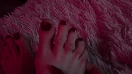 Pretty Long Feet with Red Painted Toenails