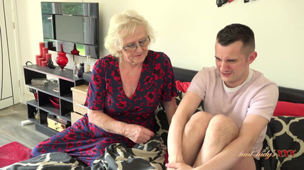 Busty 66yo GILF Mrs. Claire Catches Her Stepson's Friend in Her Bed