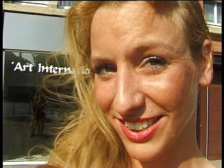 Blonde babe shows amazing natural tits