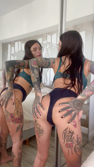 Rainbow Dildo Ride by a Sexy Big Tit Brunette