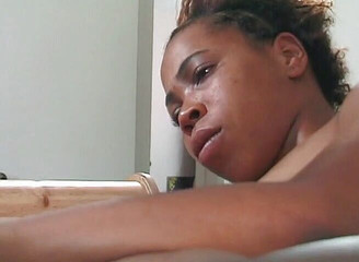 Two sexy ebony chicks get fucked on the bed