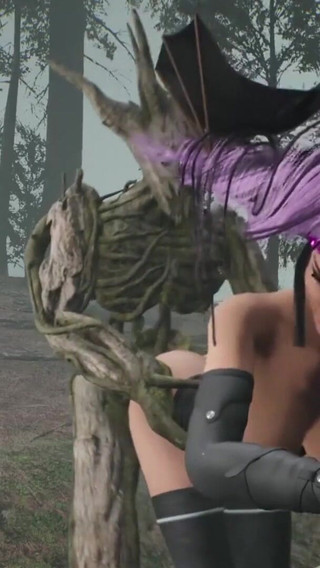 Tree monster fucks witch