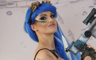 397 Barbara Bieber Blue Wig Fetish Warrior Girl