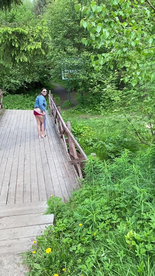 Stand peeing from bridge