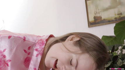 Cute Adelaede fingers her wet cunt before reaching orgasm with sex toy