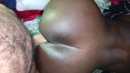 Big Ebony Ass Riding with Hands on the Wall