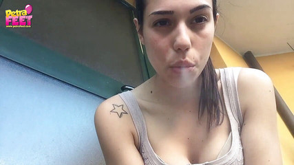 Sweet Italian brunette likes smoking outdoors