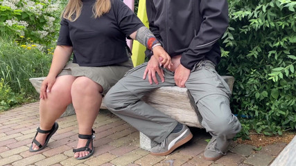 Mother-in-law's Gorgeous Hands Made Me Cum in the Park