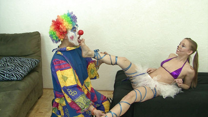 Clown girl gets a massive facial cumshot after being fucked hard