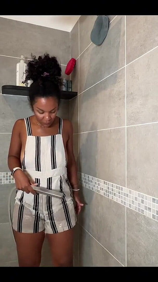 From Dry to Wet Under a Shower Tease