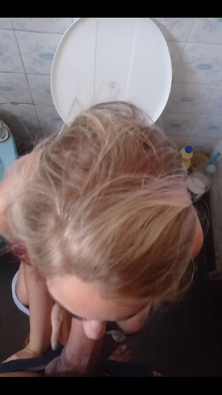 Sucking His Cock While on the Toilet