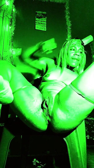 Only Green Fluor in the Night Erotic Moment with My Clit and Sexy Juices in Ur Dick Condon on Very Horny