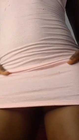 Ebony Stepdaughter in Pink Tight Dress Little Tease