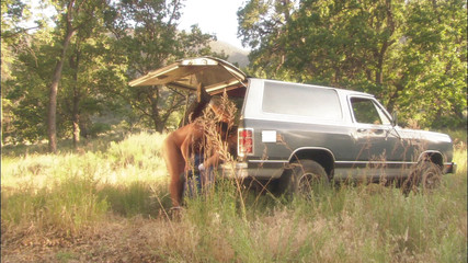 Married guy takes slim body gorgeous teen outdoor and licks and fucks her pussy