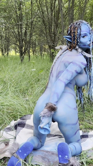 Avatar Monika Fox Big Prolapse, Hard Dildo Anal and Pussy Fuck, Squirt in Nature