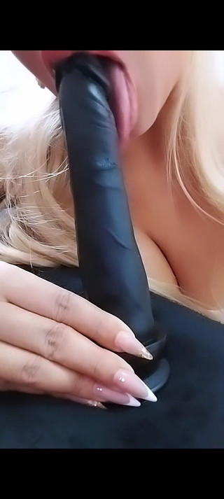 Hot Blonde Fucking with Black Dildo