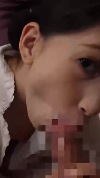 Japanese babe serves guest a blowjob