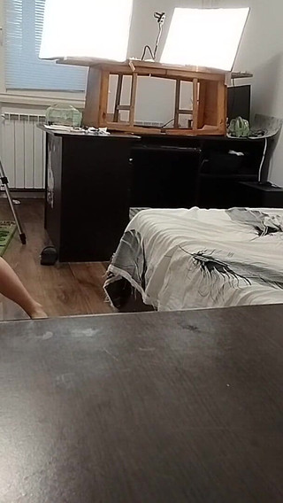 Sexy Wife Workout at Home Naked. Sexy Brunette Tries on Pantyhose