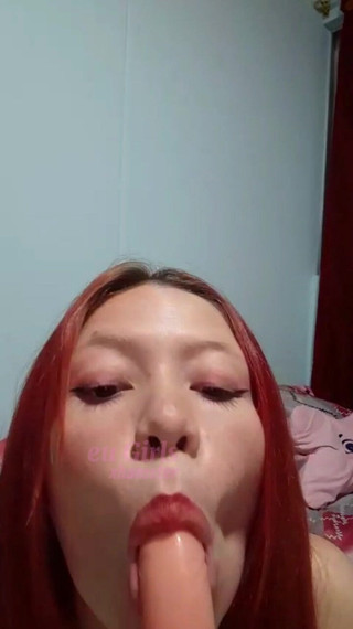 Exciting Music, Redhead Masturbates and Sucks Cock