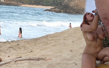 Big Ass Colombian Latina Gets Naughty on a Nude Beach While Strangers Watch