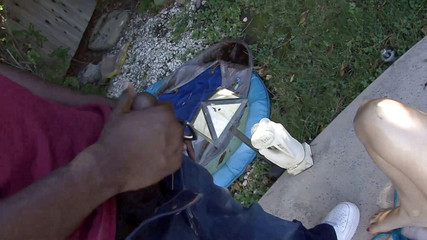 Sunbathing young girl has a craving for black cock