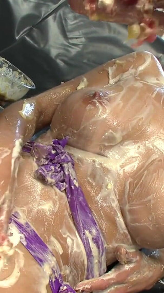 Horny apprentice gets cake spread on her butt