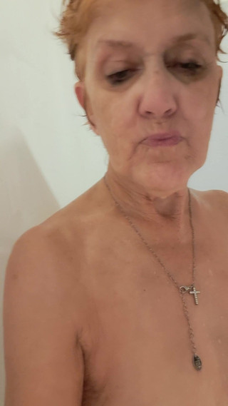 Mature Granny Taking a Steamy Shower