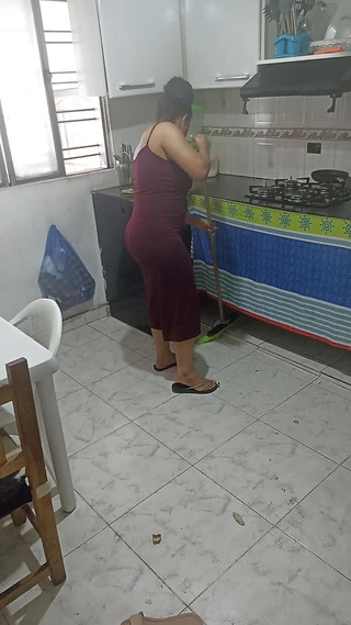 While the Wife Is Cleaning the House I Tell Her to Suck My Dick but Something Funny Happens