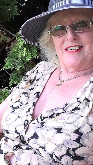 Auntjudys - Hairy Mature GILF Mrs. Claire Sucks Your Cock in the Garden (pov)