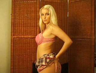 Erotic loving blonde shows off her big tits